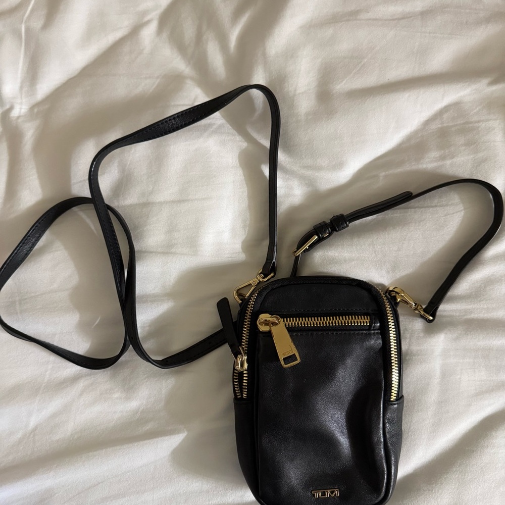 Tumi Black Leather Crossbody Bag